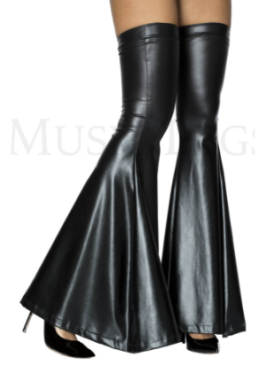 Bas patte d'éléphant en tissu effet mouillé noir - MH4878BLK
